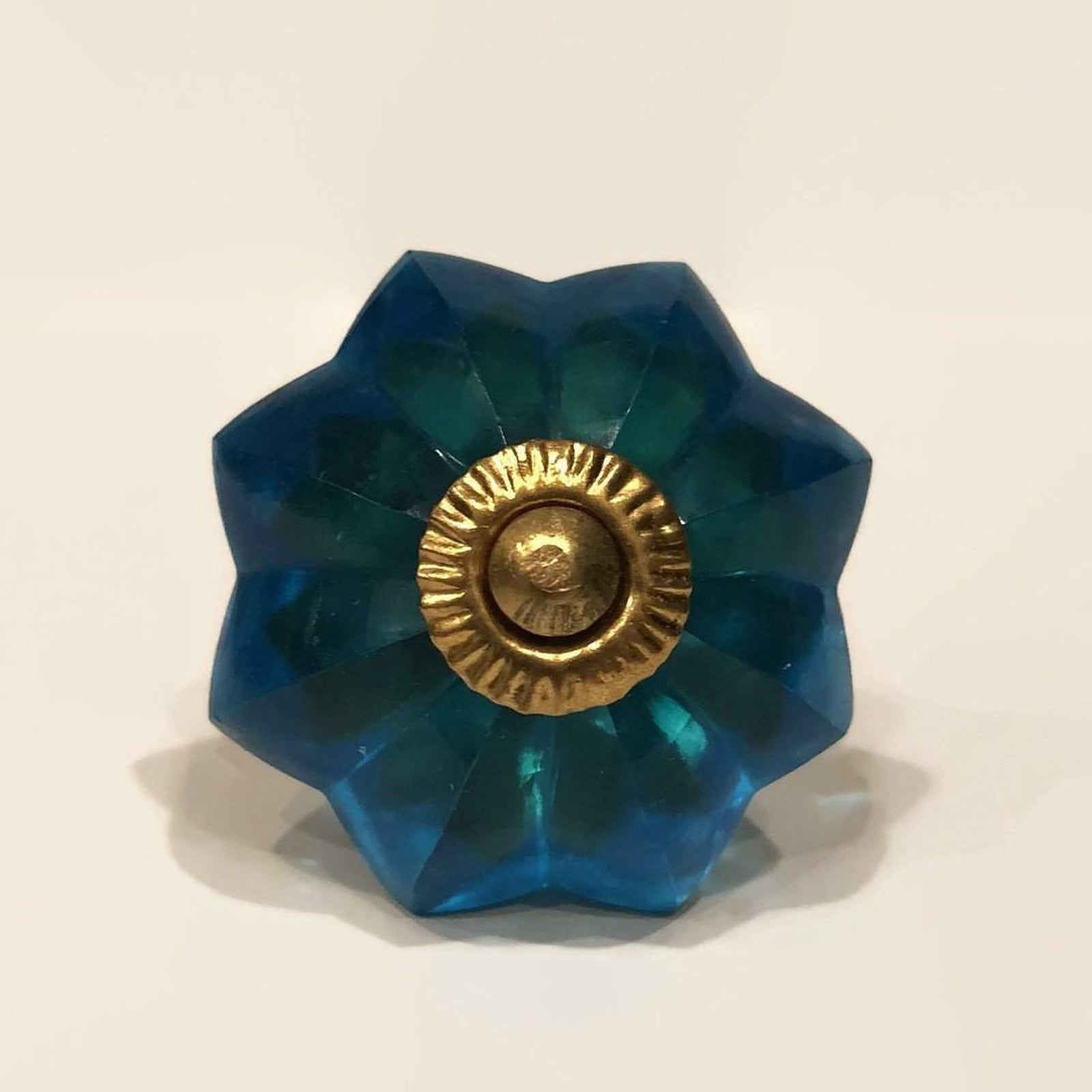 Turquoise Blue Glass Flower Cabinet Knobs Dresser Drawer Pulls-Dwyer Home Collection