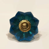 Turquoise Blue Glass Flower Cabinet Knobs Dresser Drawer Pulls-Dwyer Home Collection